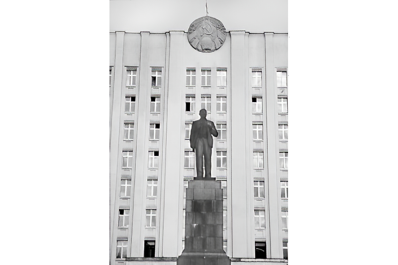 Lenin statue on the square outside the city hall in the city of Mogilev in eastern Belarus.